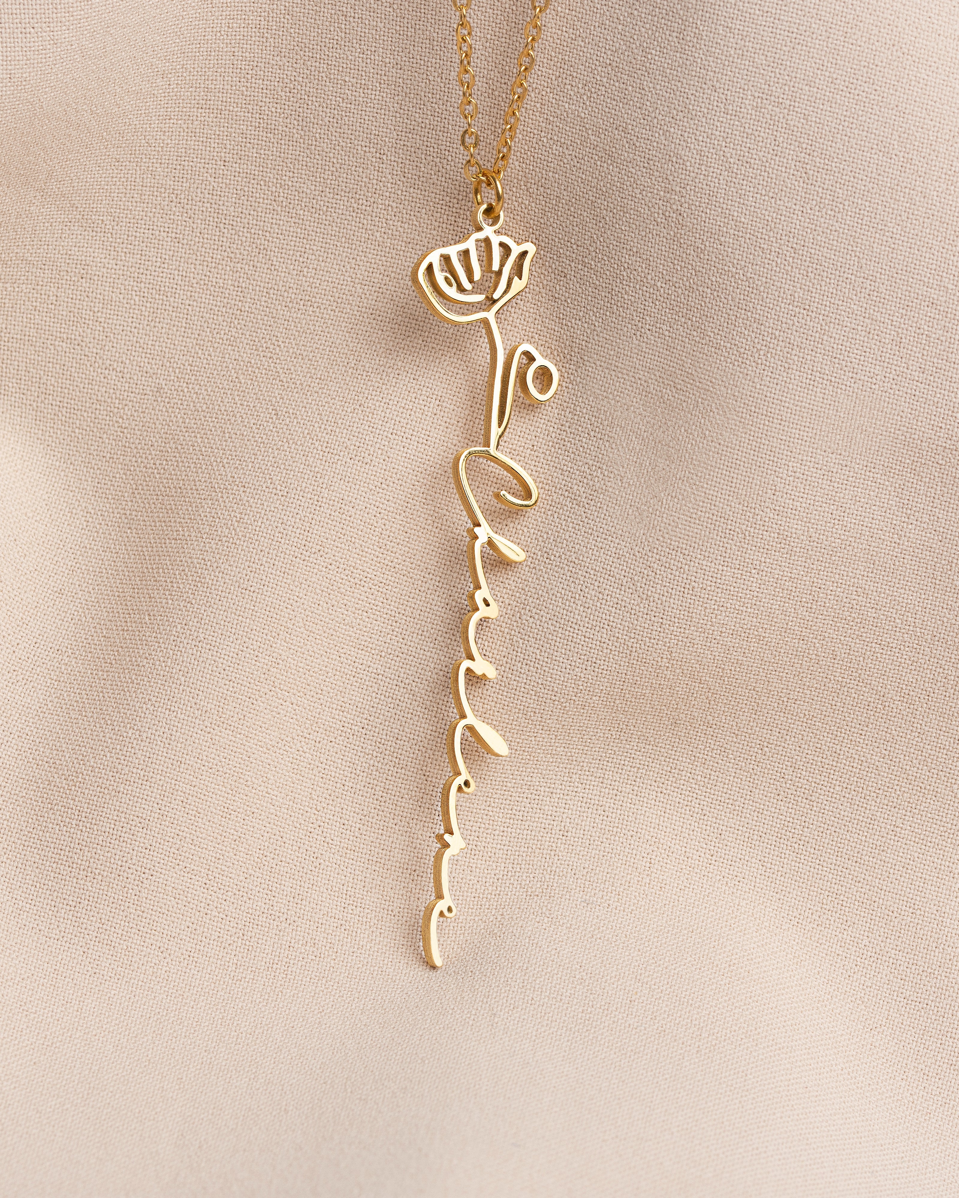 Name & Birth Flower Necklace