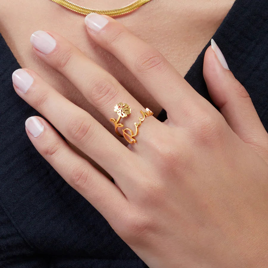 Anello Nome & Fiore di Nascita