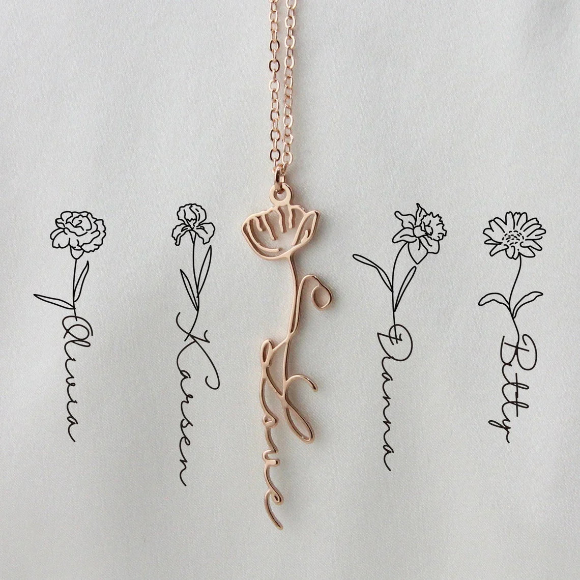 Collana Nome & Fiore di Nascita